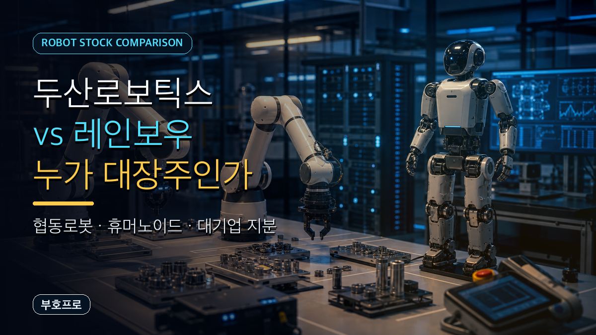 두산로보틱스 레인보우로보틱스 피지컬 AI 로봇 대장주 비교