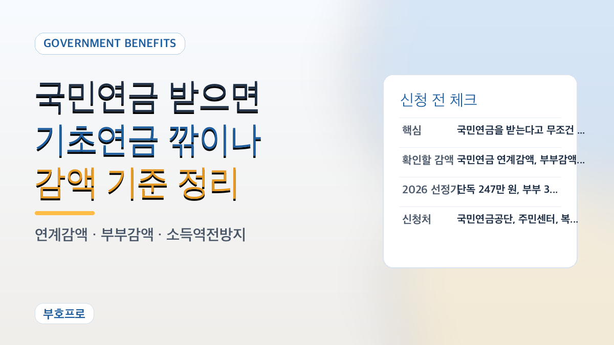 국민연금 받으면 기초연금 깎이나? 감액 기준 쉽게 정리